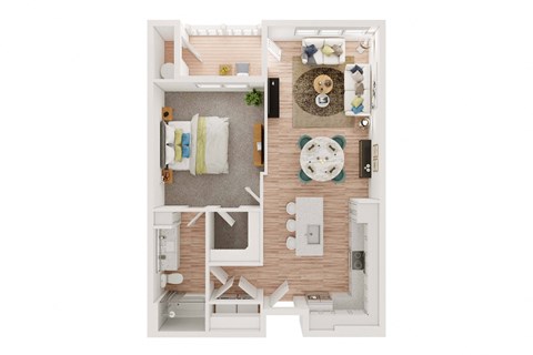 Floor plan for 1 bed, 1 bath, 755 sqft